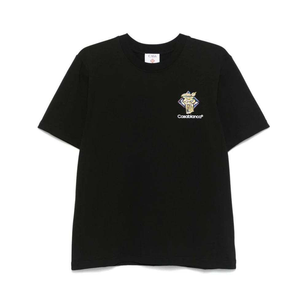Casablanca Zwart Logo Print Crew Neck T-shirt Black Heren