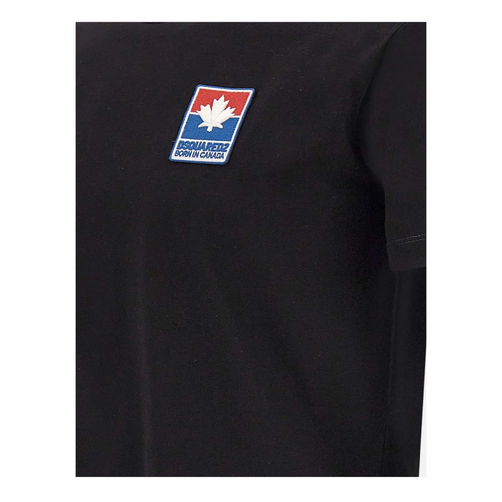 Dsquared2 Zwart Katoen Logo T-shirt Ronde Hals Korte Mouw Black Heren