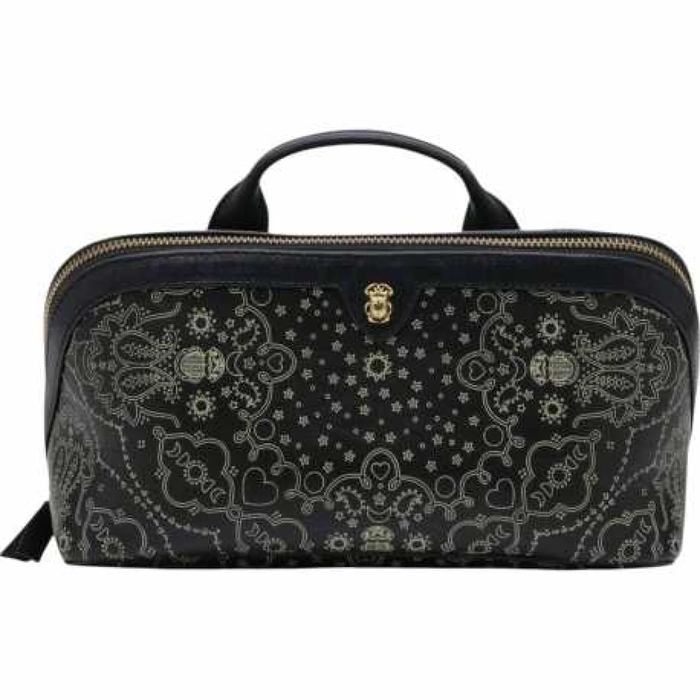 Claris Virot Toilettas van Bandana Print Leer Black Dames