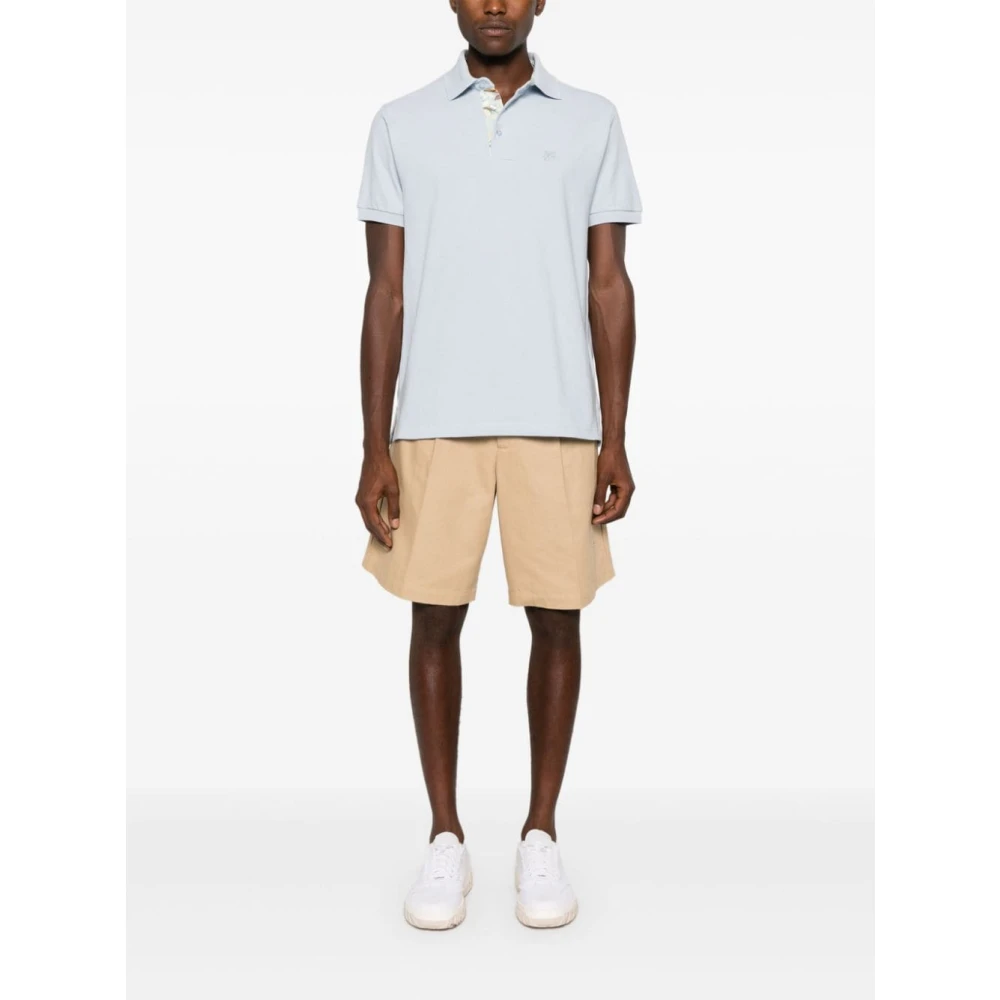 ETRO Blauw Piqué Polo Shirt Blue Heren
