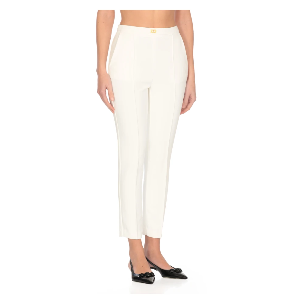 Elisabetta Franchi Ivoor Crêpe Broek met Voorzakken Beige Dames
