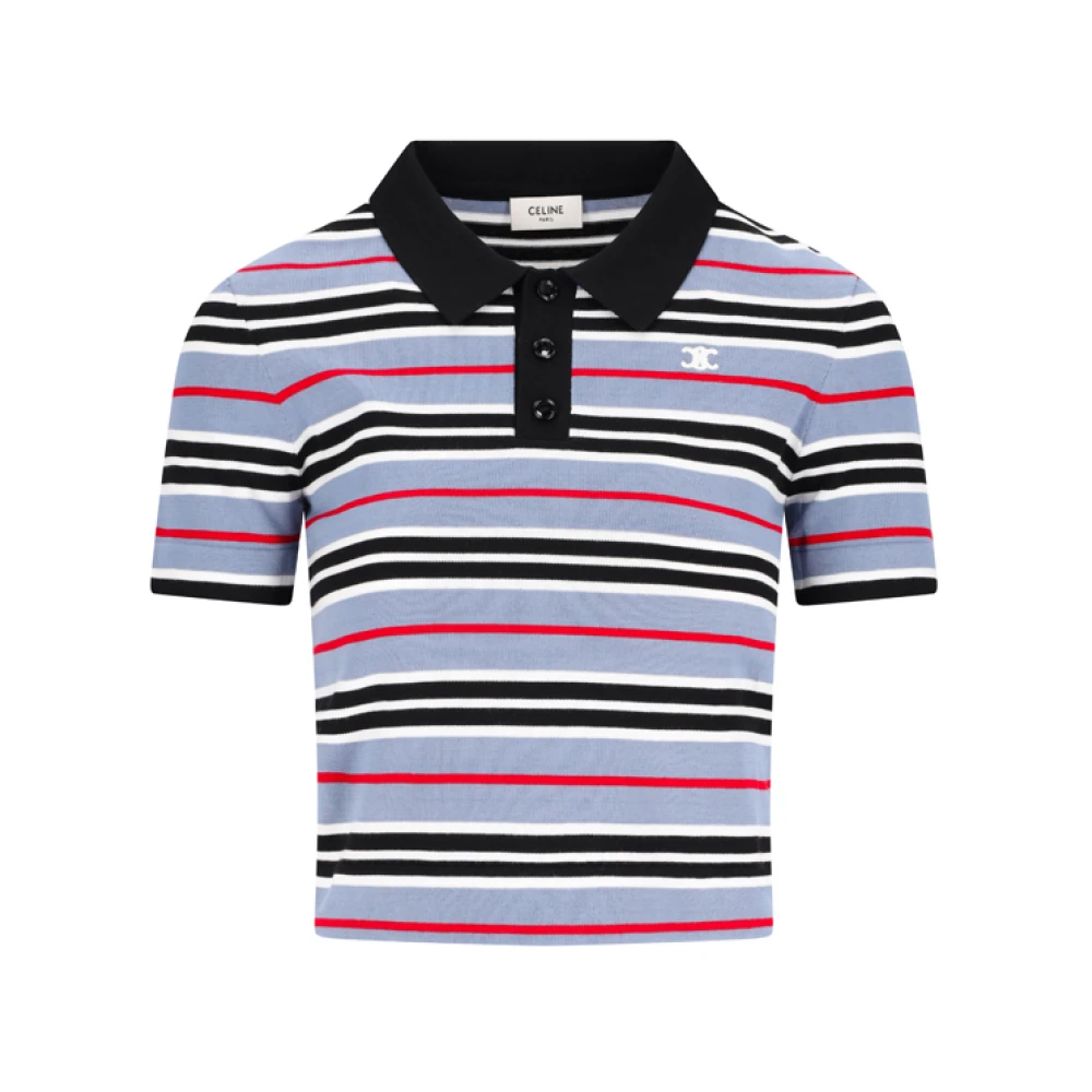 Celine Women's Cropped Polo Triomphe Top