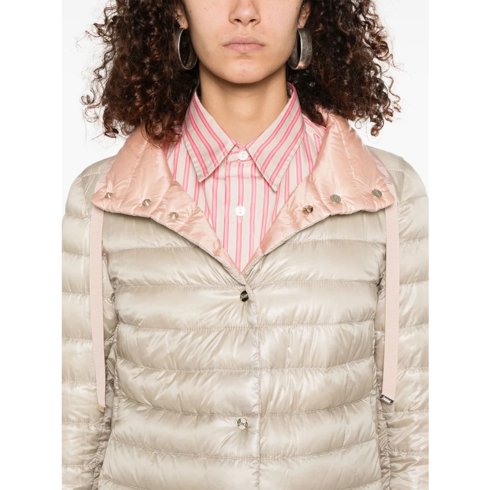 Herno Roze Gewatteerde Jas met Strik Pink Dames