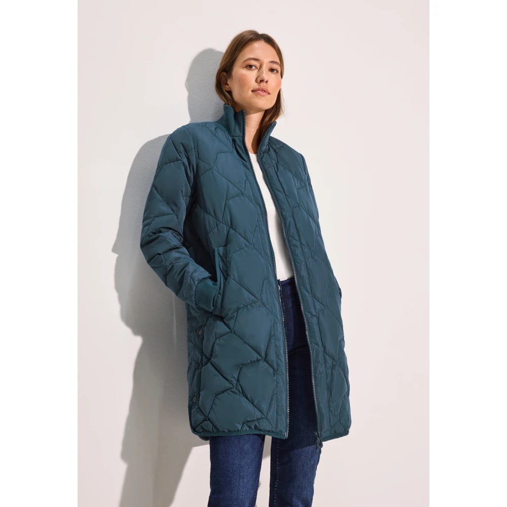 cecil Lange Blouson Jas met Opstaande Kraag Blue Dames