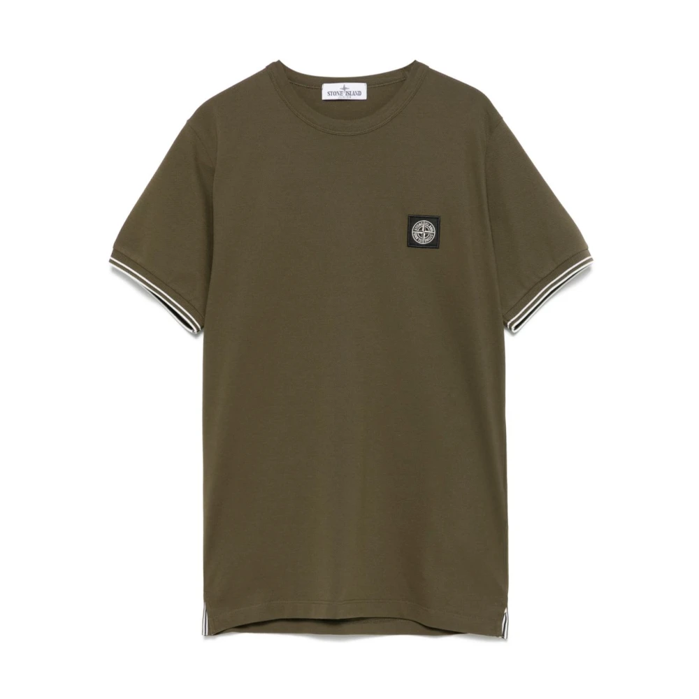 Stone Island Grön Ribbad Crew Neck T-shirt Green, Pojke