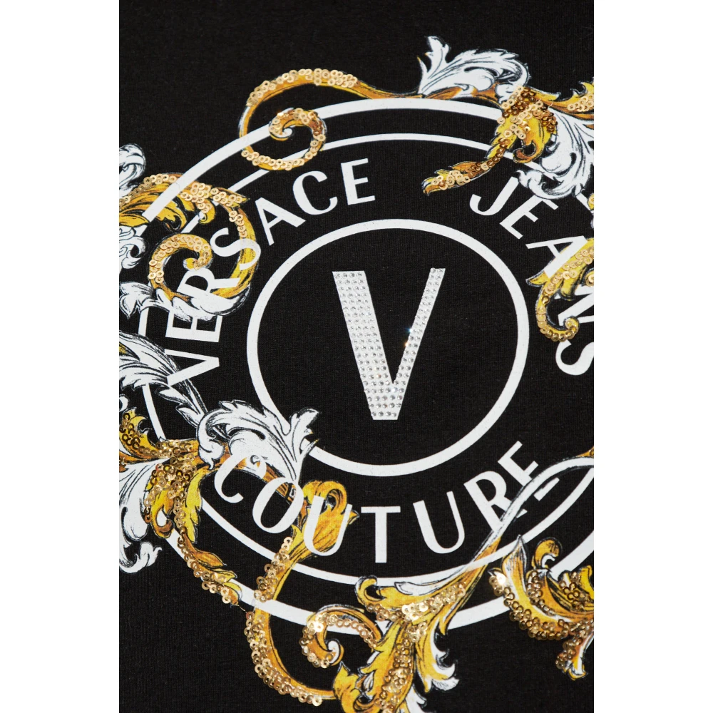 Versace Jeans Couture T-shirt met print en glinsterende applicaties Black Dames