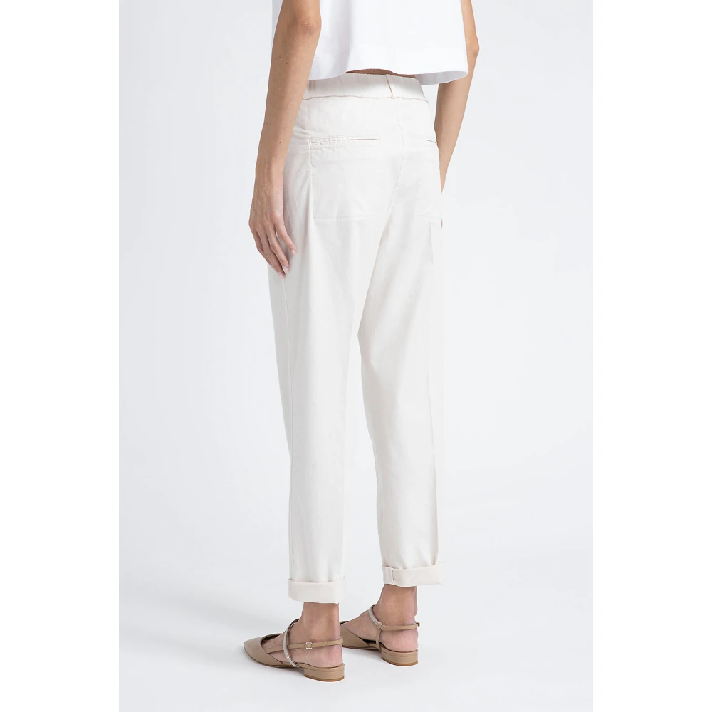 PESERICO Broek in katoen zijde gabardine en tencel Beige Dames
