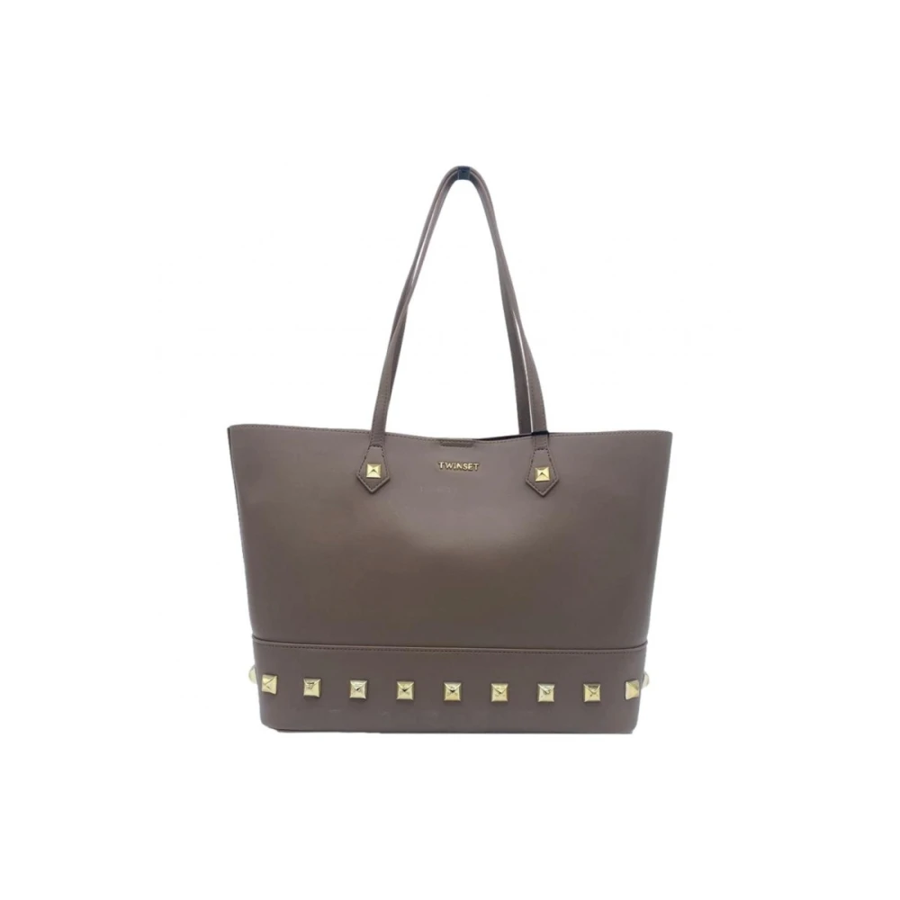 Twinset Stijlvolle Clutch Tas met Metalen Inzetstukken Brown Dames