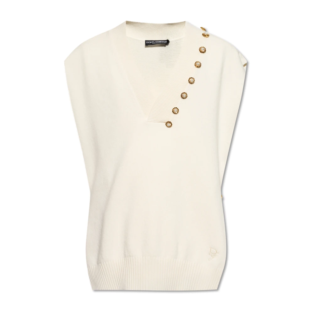 Dolce & Gabbana Trui met glinsterende applicaties Beige Heren