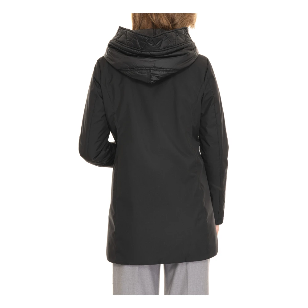 Fay Afneembare Bib Toggle Coat met Asymmetrische Rits Black Dames