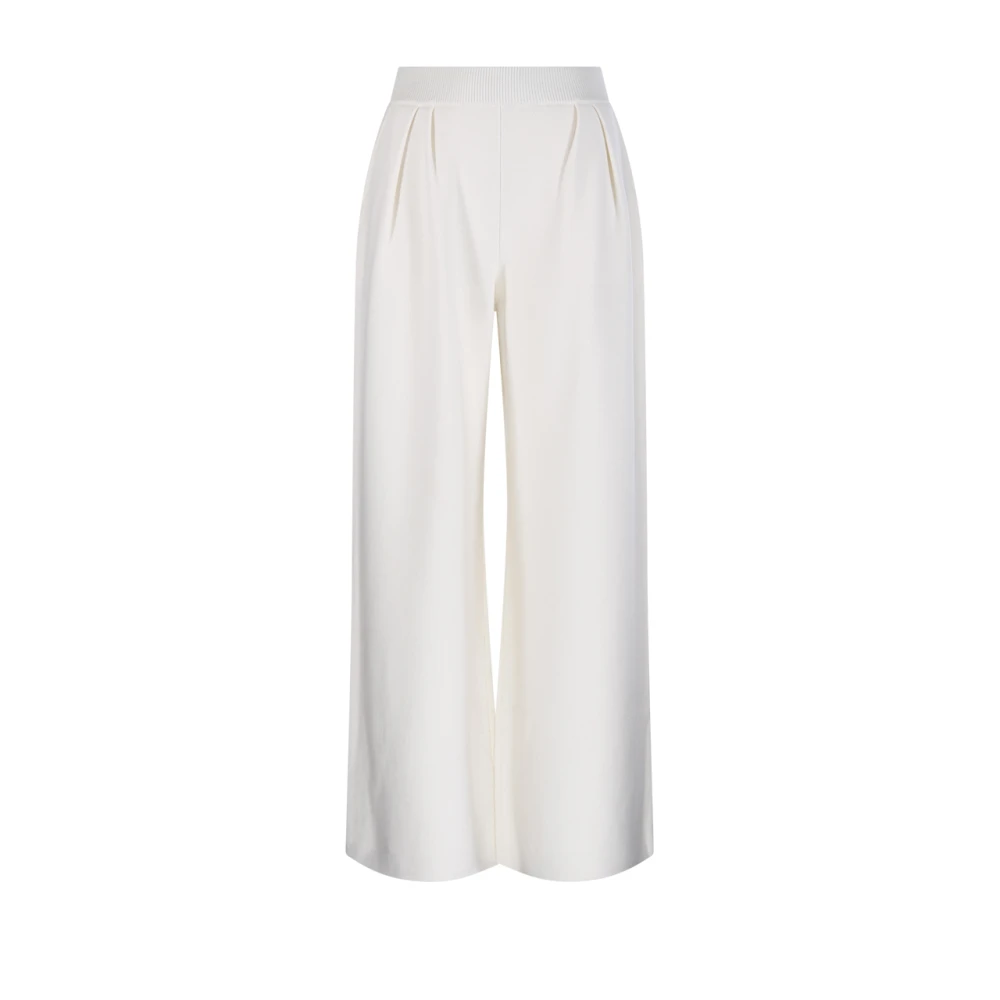 Max Mara Women's White Ribbed Knit Pants - Woman Pants M - Image 4