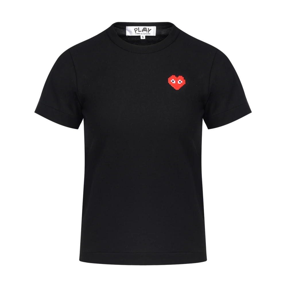 Comme des Garçons Play Zwarte T-shirt met rode hartpatch Black Dames