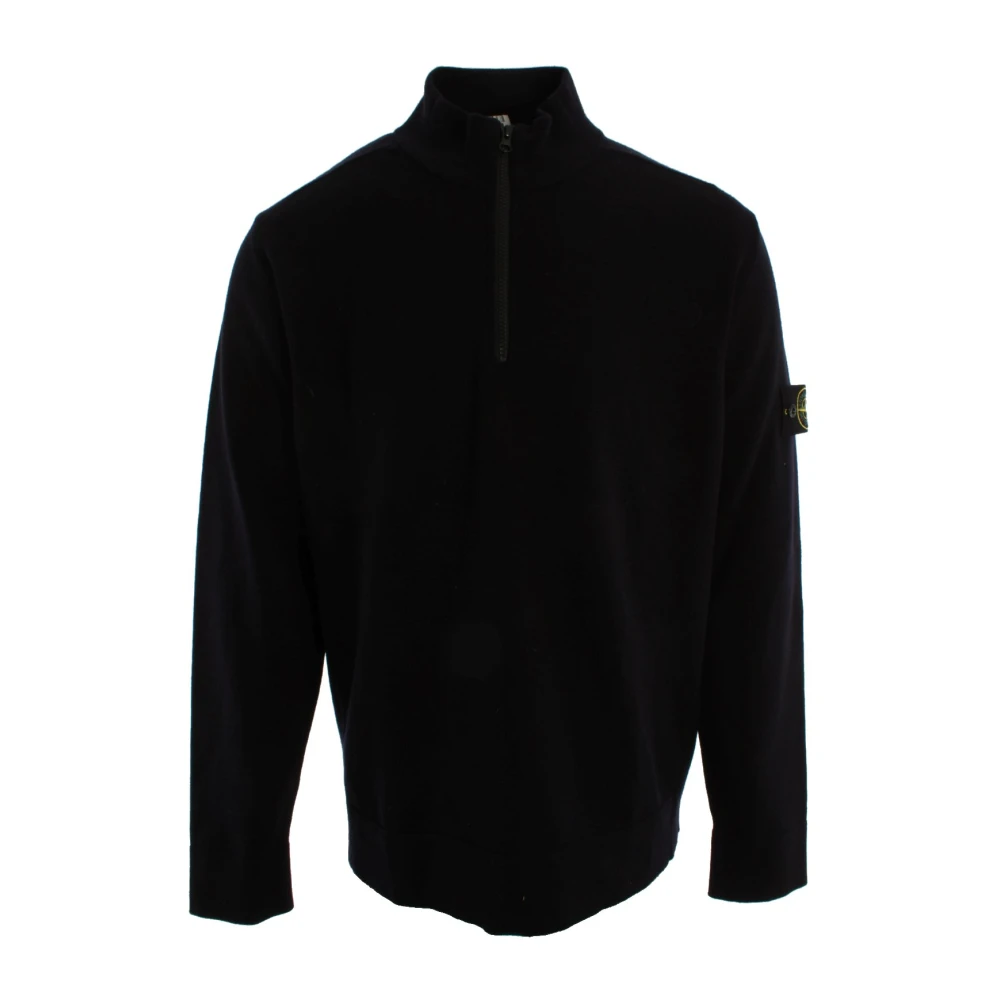 Stone Island Men's Blue Turtlenecks, 2XL, Half-Zip Turtleneck Jumper
