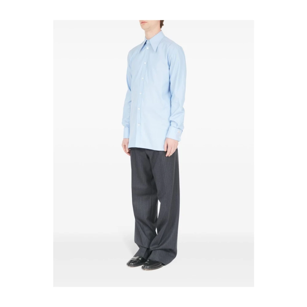 Maison Margiela Blauwe Oxford Katoenen Overhemd Blue Heren