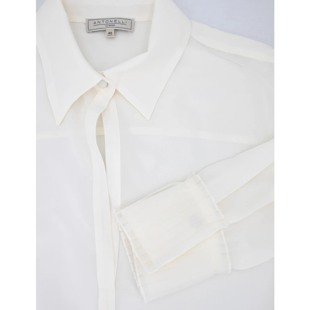 Antonelli Firenze Zijden overhemd met gebreide manchetten White Dames