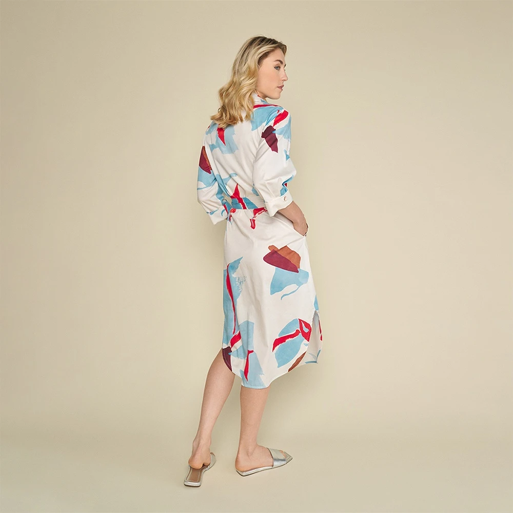 Marie Méro Jurk van Fris Bedrukte Katoen met Zakken Multicolor Dames