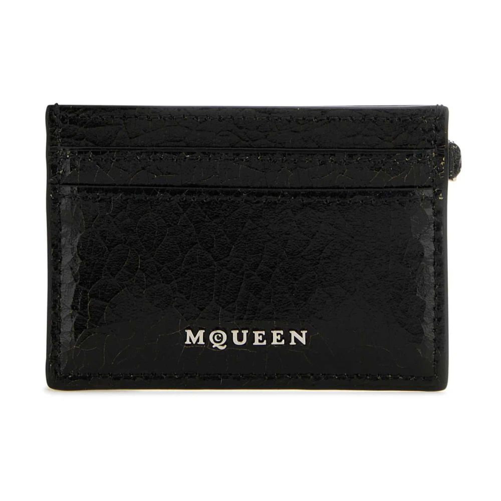 Alexander mcqueen Stijlvolle Zwarte Leren Kaarthouder Black Heren