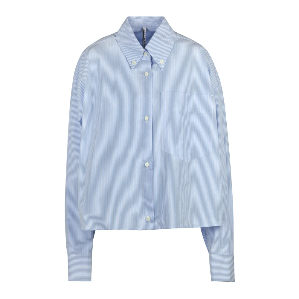 Liviana Conti Gestreept Button-Down Popeline Overhemd Blue Dames