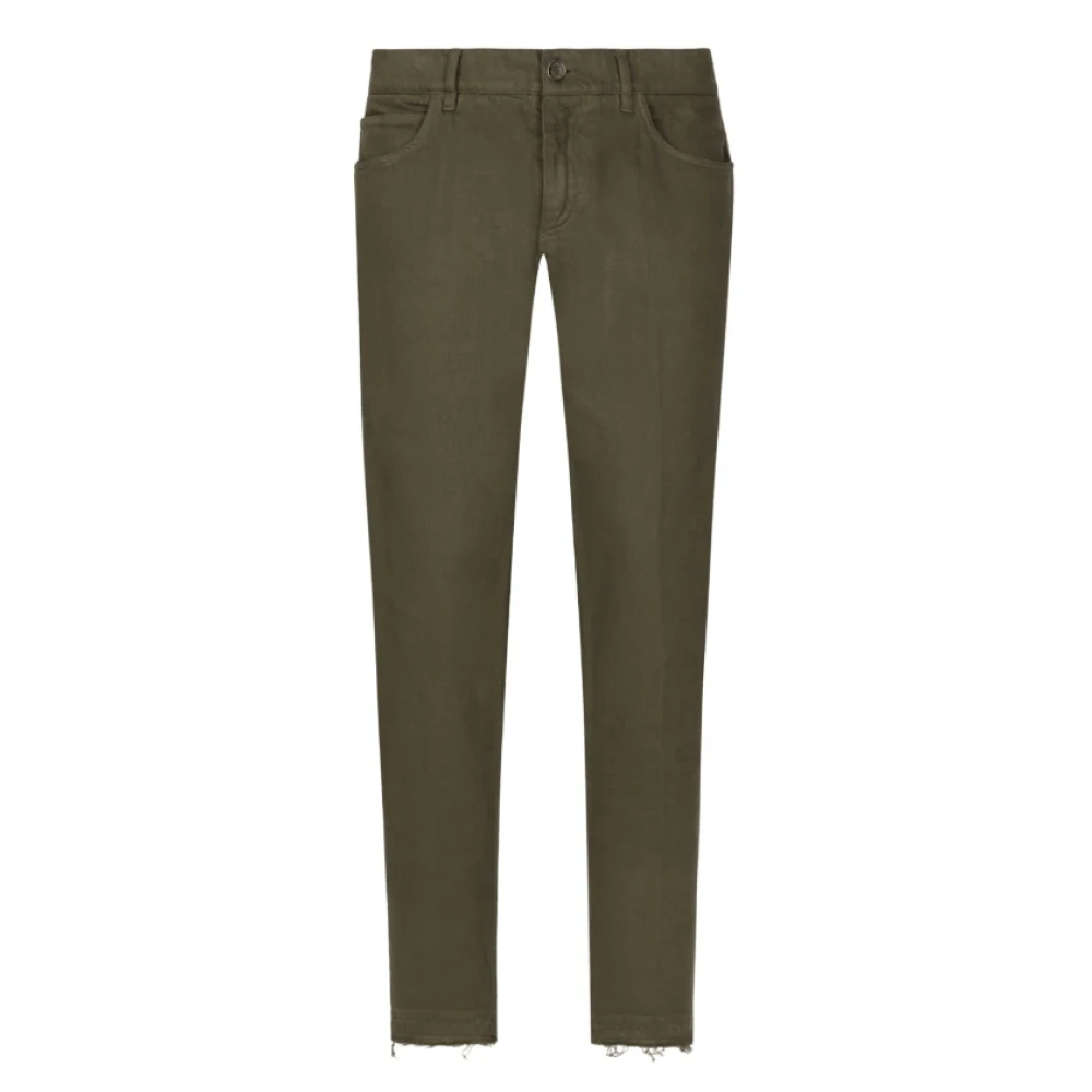 Dolce & Gabbana Khaki Slim-Fit Katoenen Jeans Green Heren