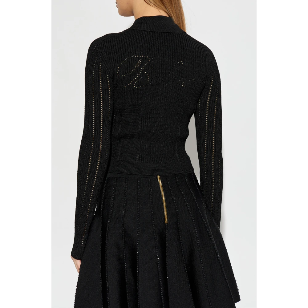 Balmain Kanten trui met kraag Black Dames