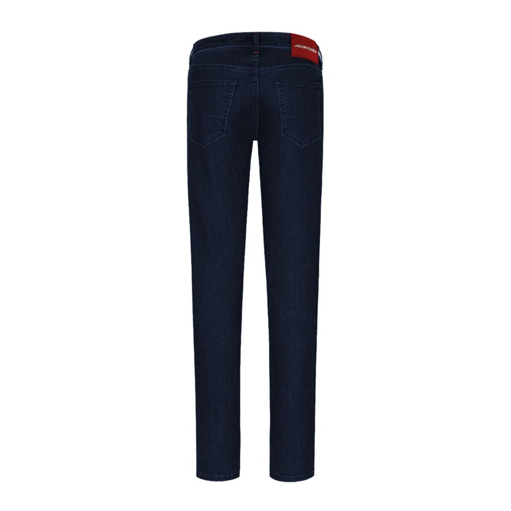 Jacob Cohën Blauwe Denim Jeans met Leren Patch Blue Heren