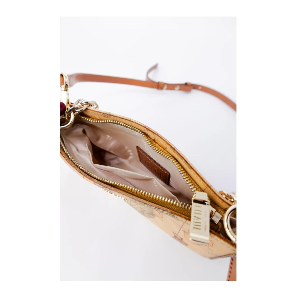 Alviero Martini 1a Classe Katoen Leren Handtas Dames Herfst Winter Collectie Beige Dames