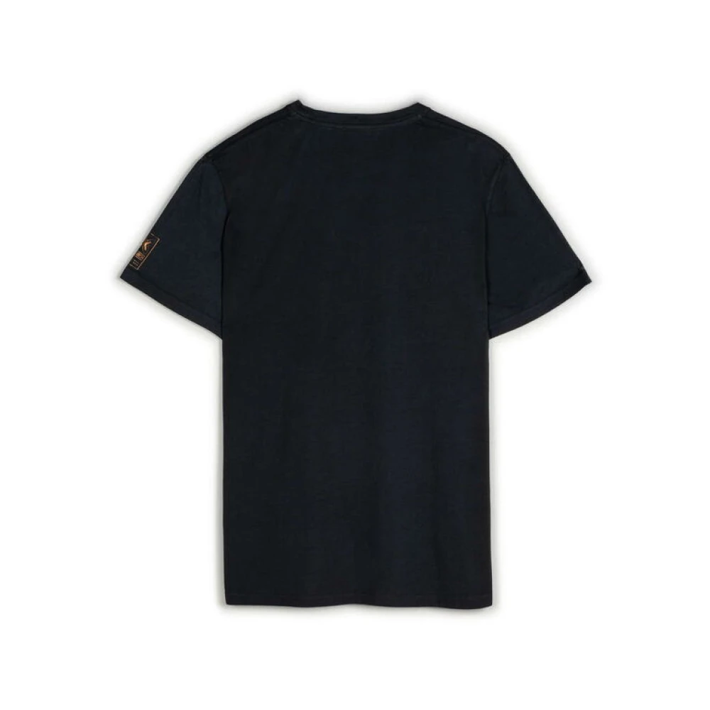 Munich Gedrukt T-shirt Casual Stijl Vintage Look Black Heren