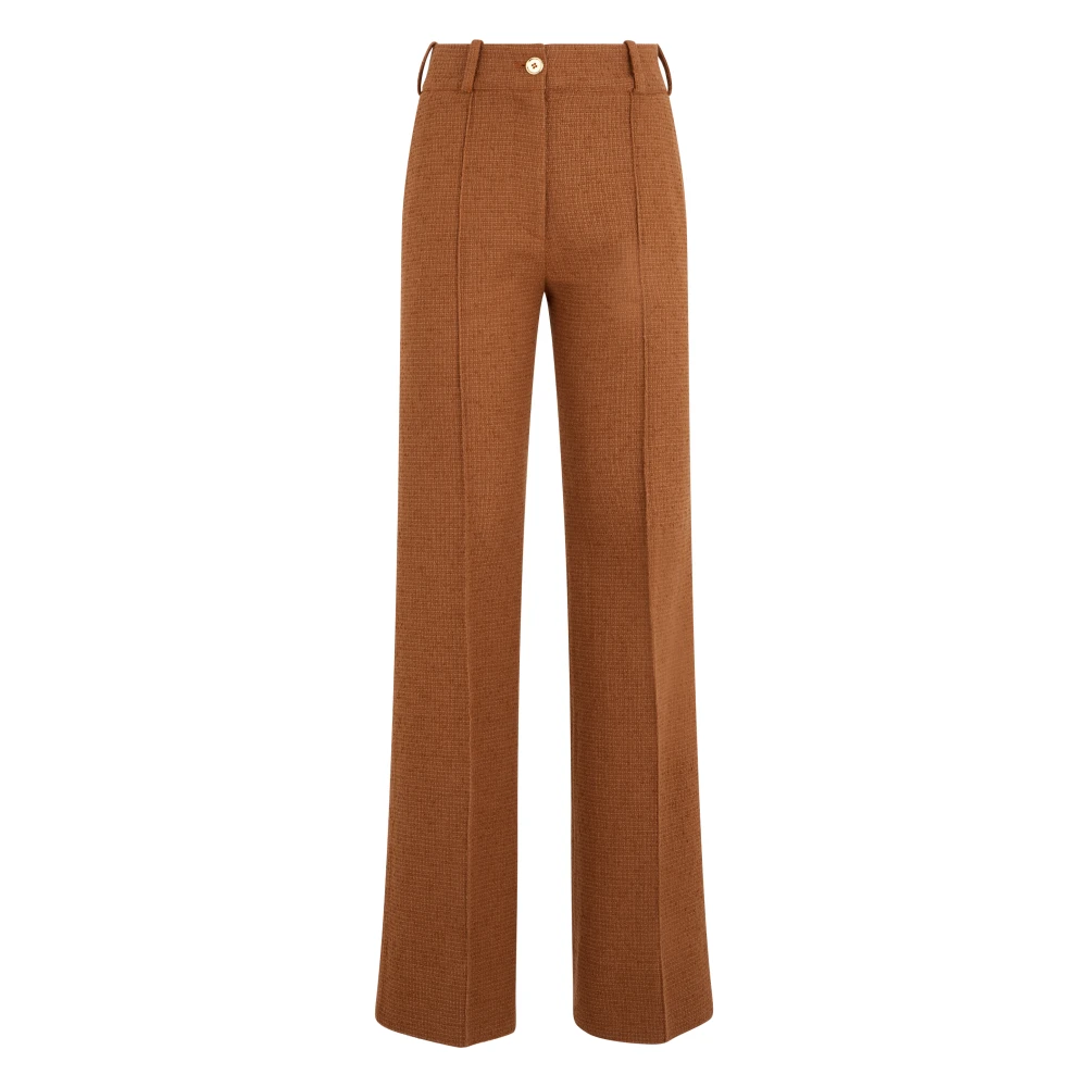 Patou Women's Brown Wide Trousers, Xs, Straight Trousers