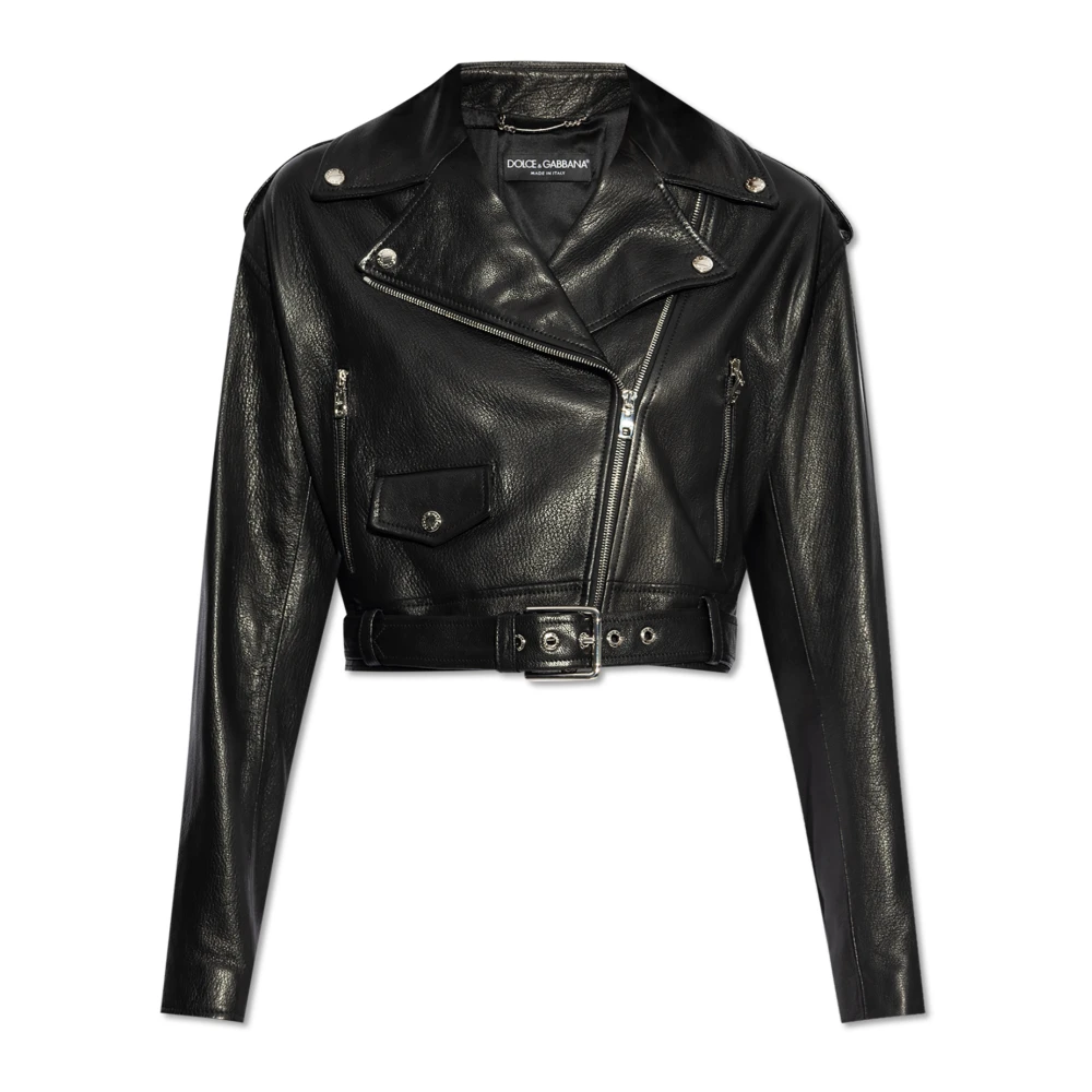 Dolce & Gabbana Leren jas Black Dames