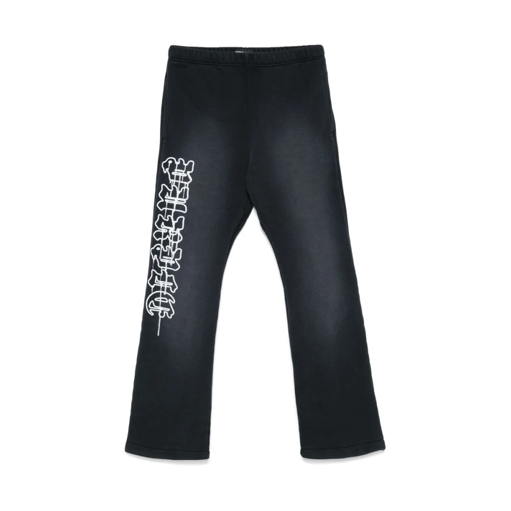 Purple Brand Flared Hem Trekkoordbroek Black Heren