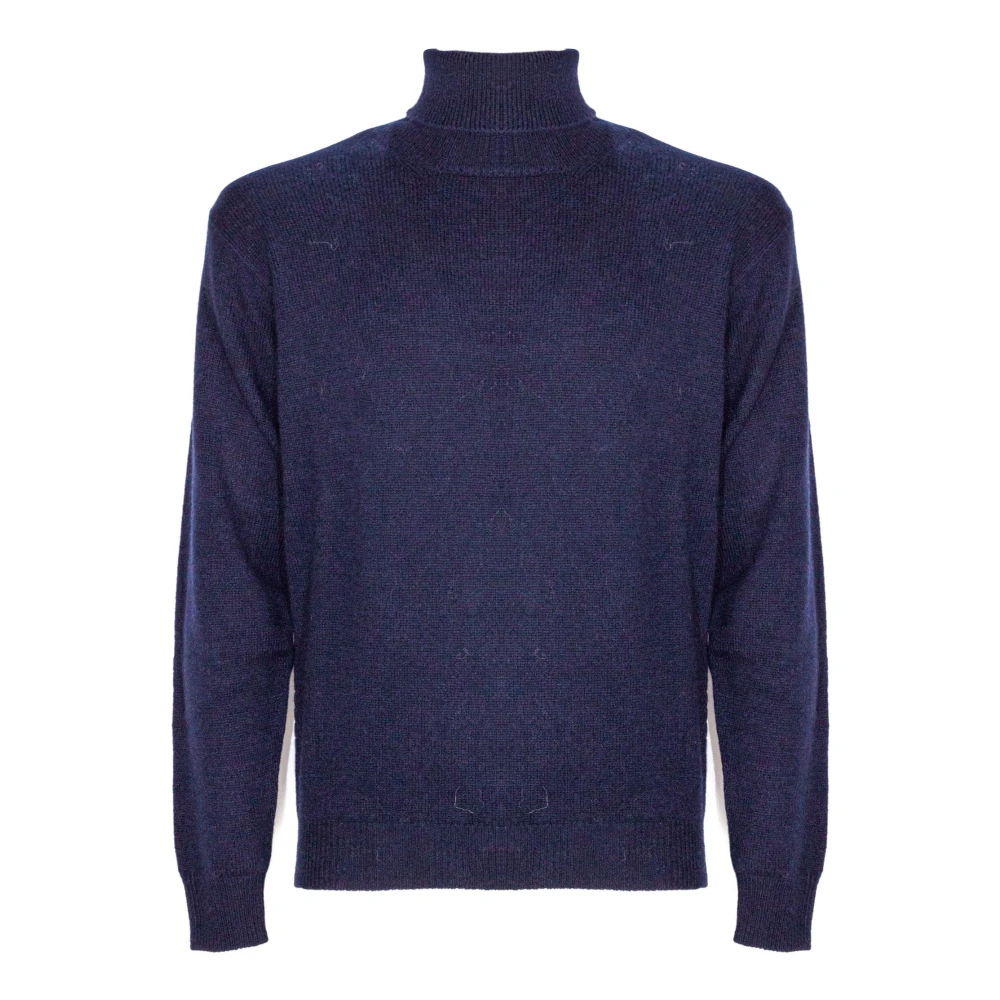 Amaránto Blauwe Wol Kasjmier Trui Hoge Hals Blue Heren