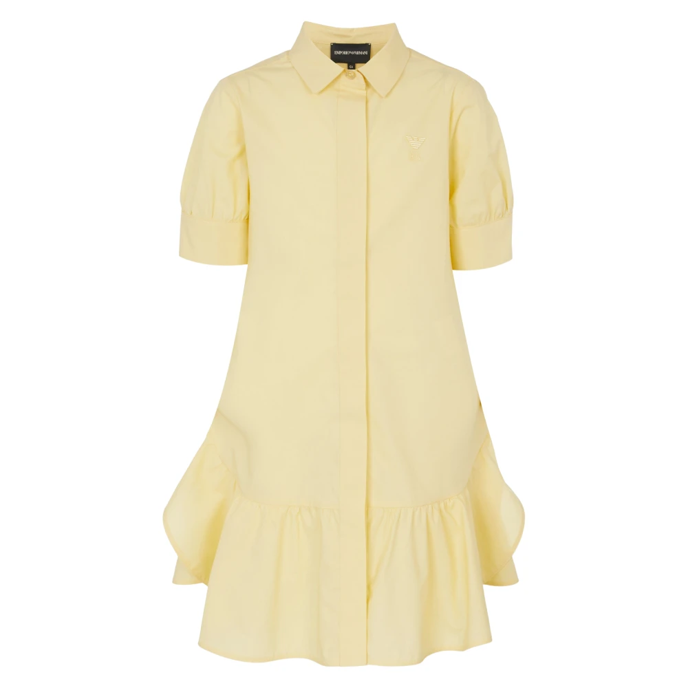 Emporio Armani Women's Yellow Ruffle Shirt Dress Ss2025