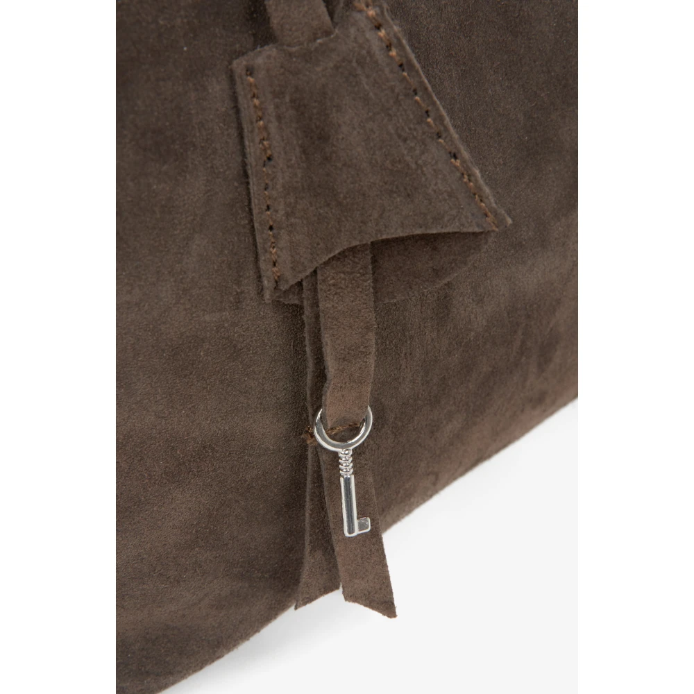 Estro Donkerbruine Satchel Handtas voor Vrouwen gemaakt van Premium Italiaans Echt Velours Brown Dames