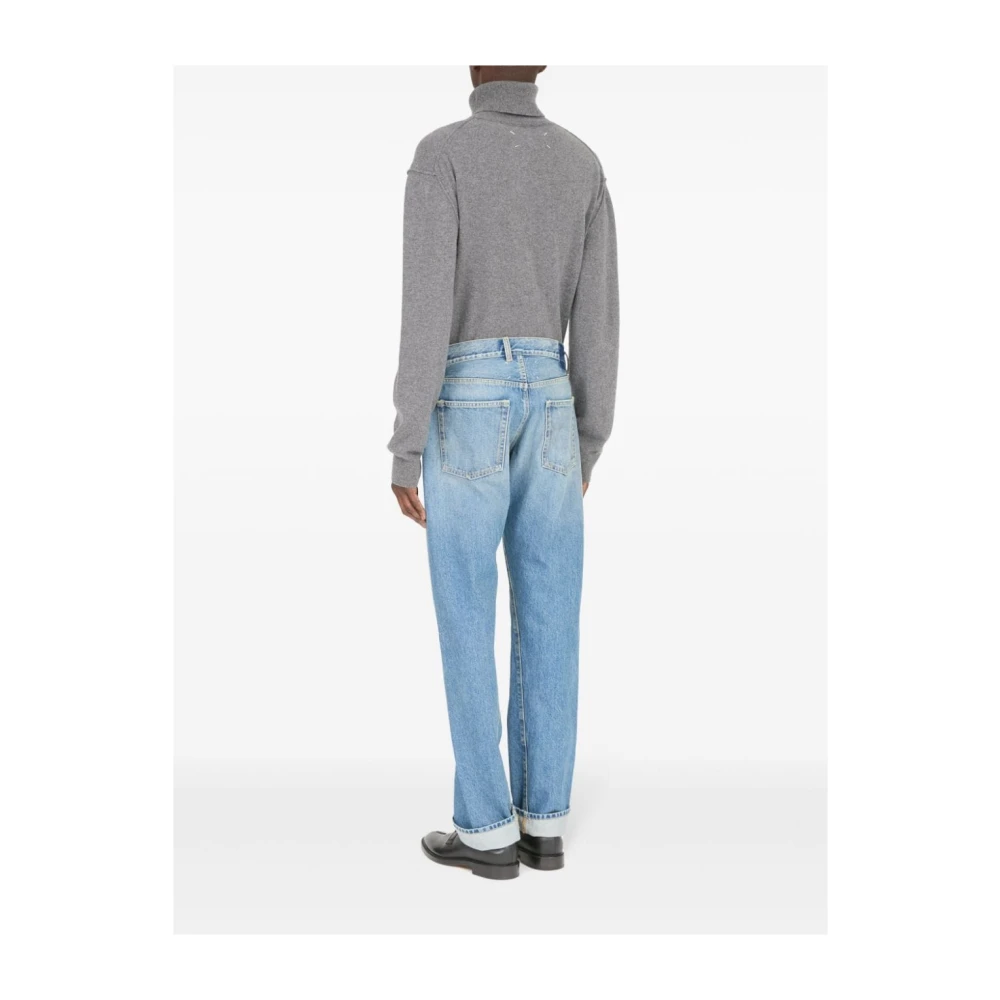 Maison Margiela Blauwe Denim Broek met Handtekening Logo Blue Heren