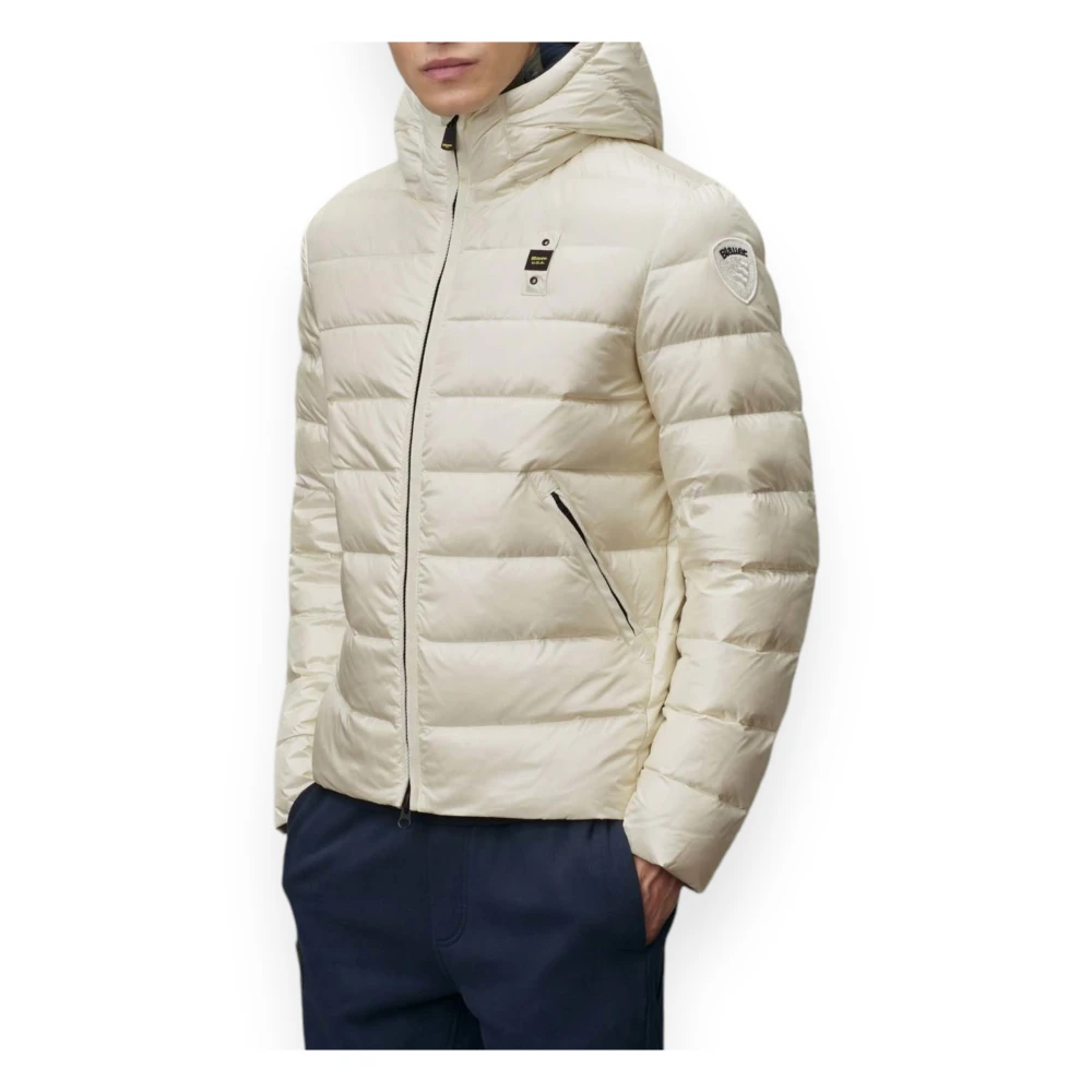 Blauer Gewatteerde jas met capuchon Beige Heren