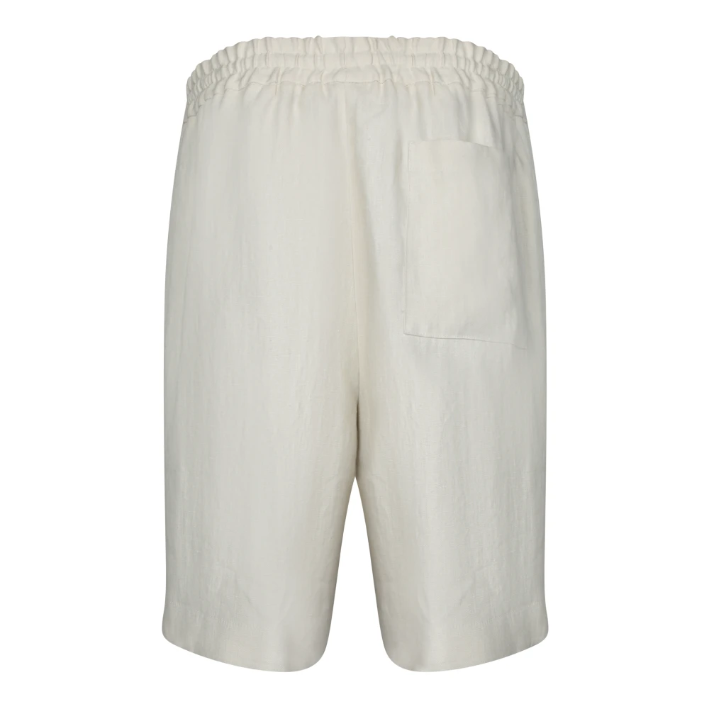 Lardini Beige Linnen Elastische Taille Shorts Beige Heren
