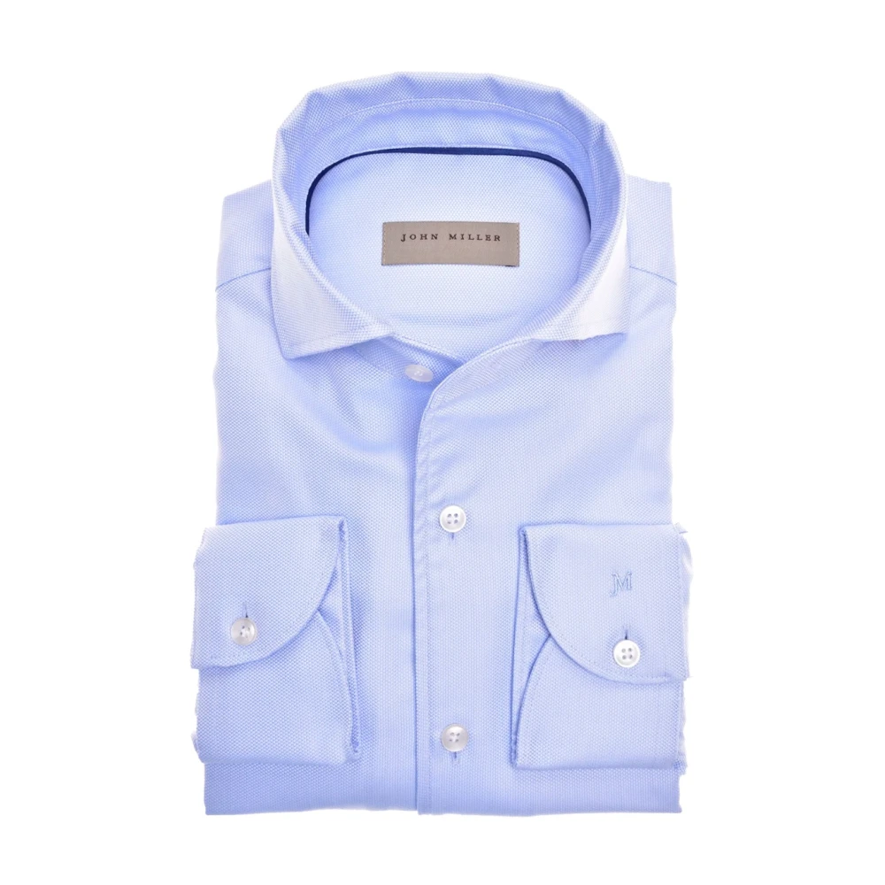 John Miller Tailored Fit Overhemd Lange Mouw Blauw Blue Heren