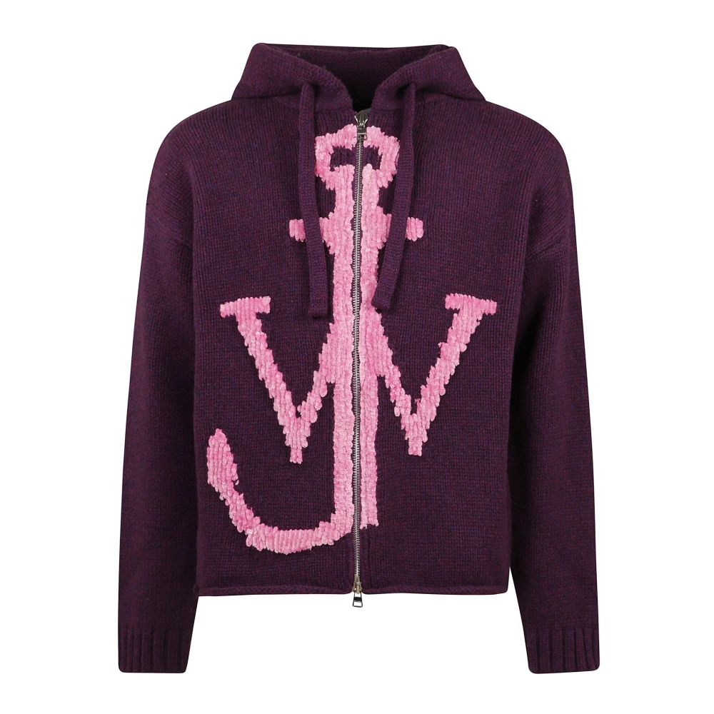 JW Anderson Anker Hoodie Met Rits Purple Heren