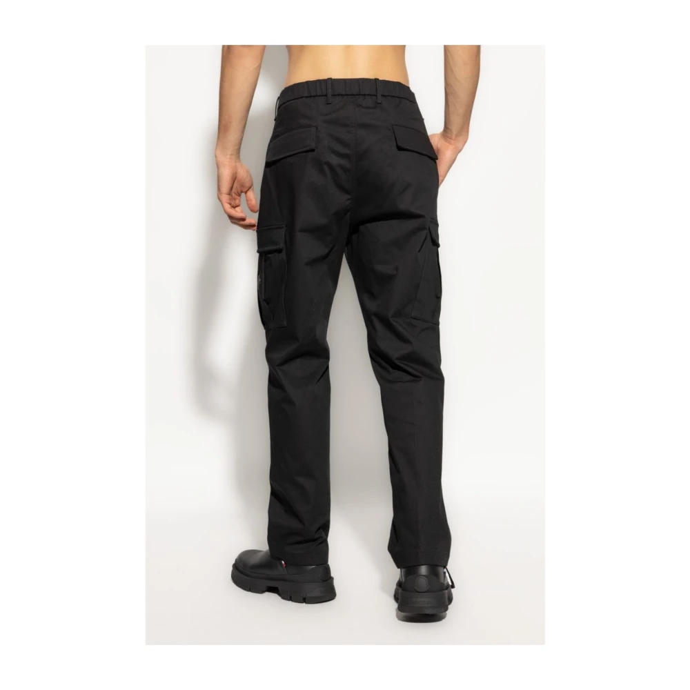 Moncler Zwarte Katoenen Rechte Broek Black Heren