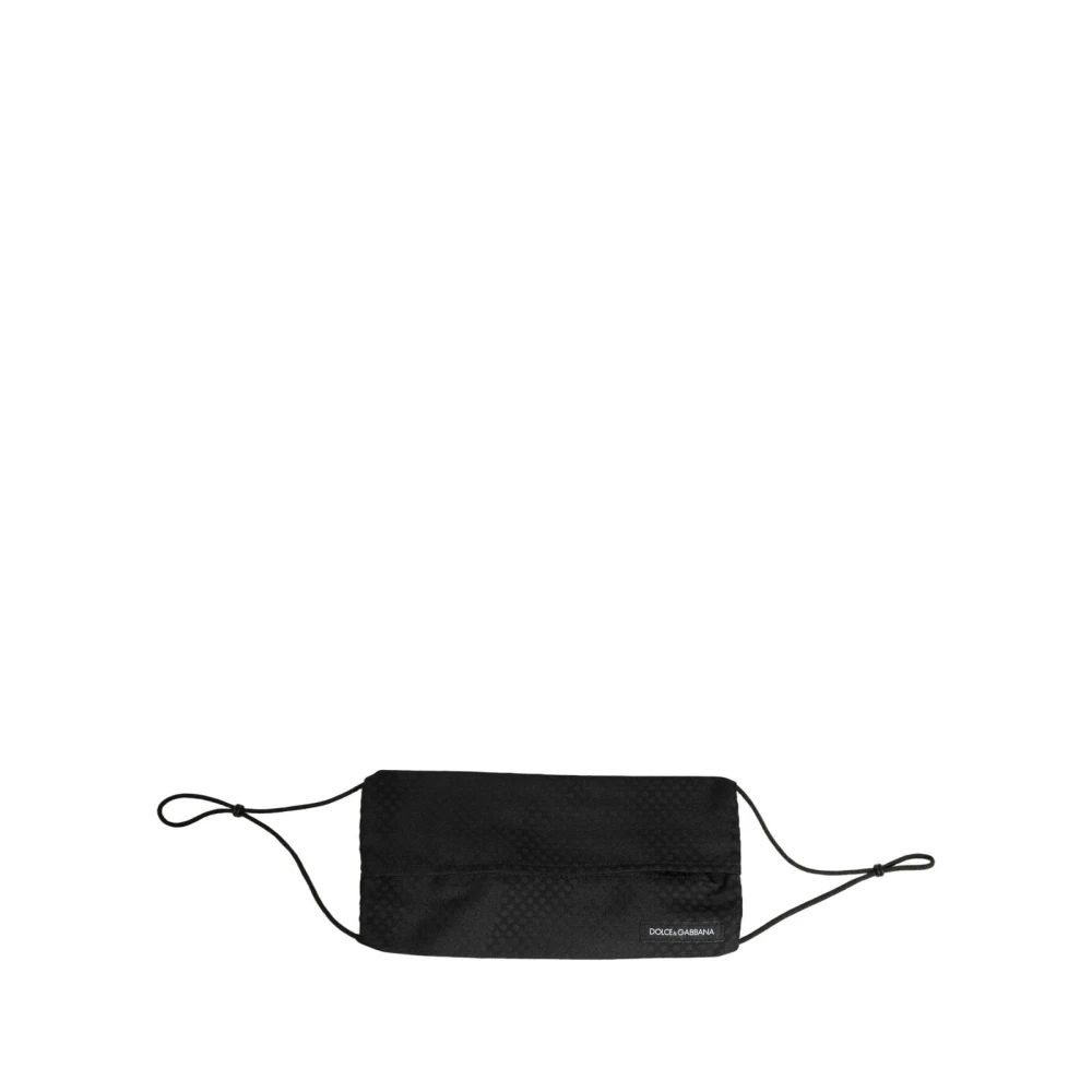 Dolce & Gabbana Black Silk Patterned Pleated Elastic Ear Strap Face Mask - Image 3