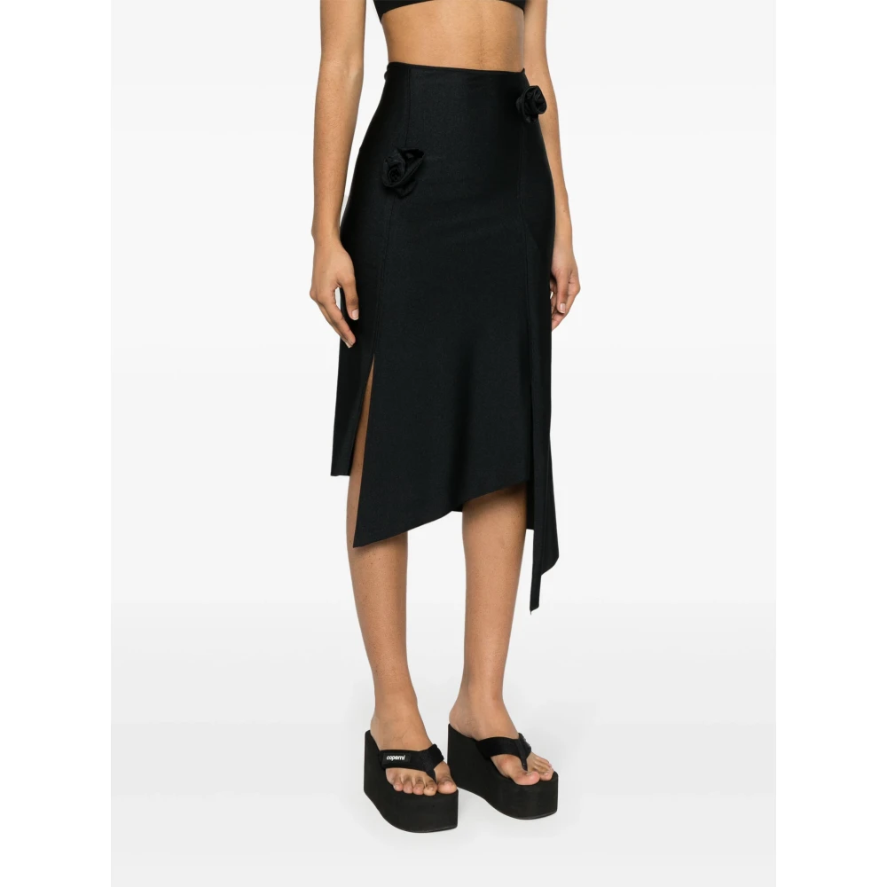 Coperni Bloemig Asymmetrisch Rokje met Diepe Split Black Dames