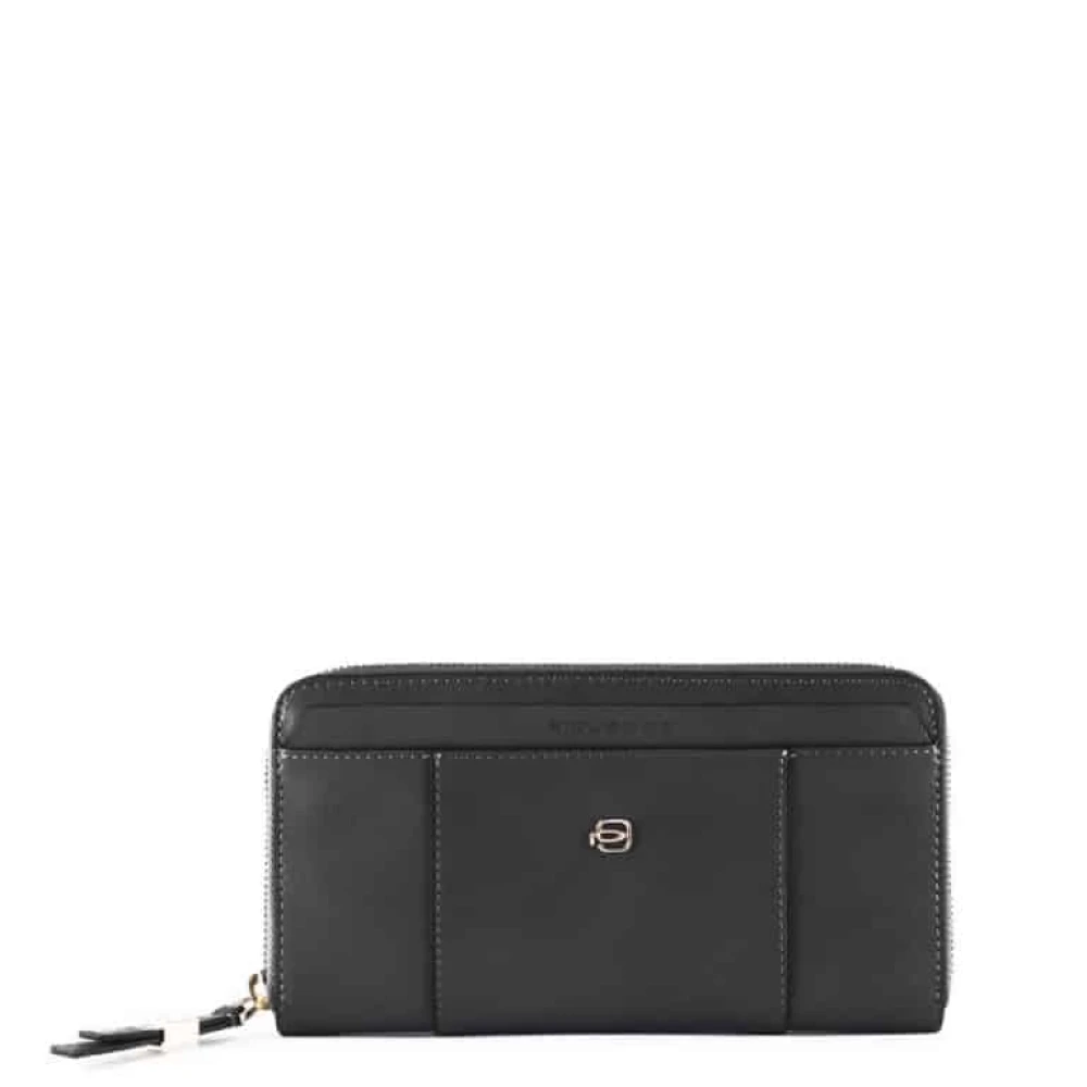 Piquadro Women's Black Circle Zip Around Wallet