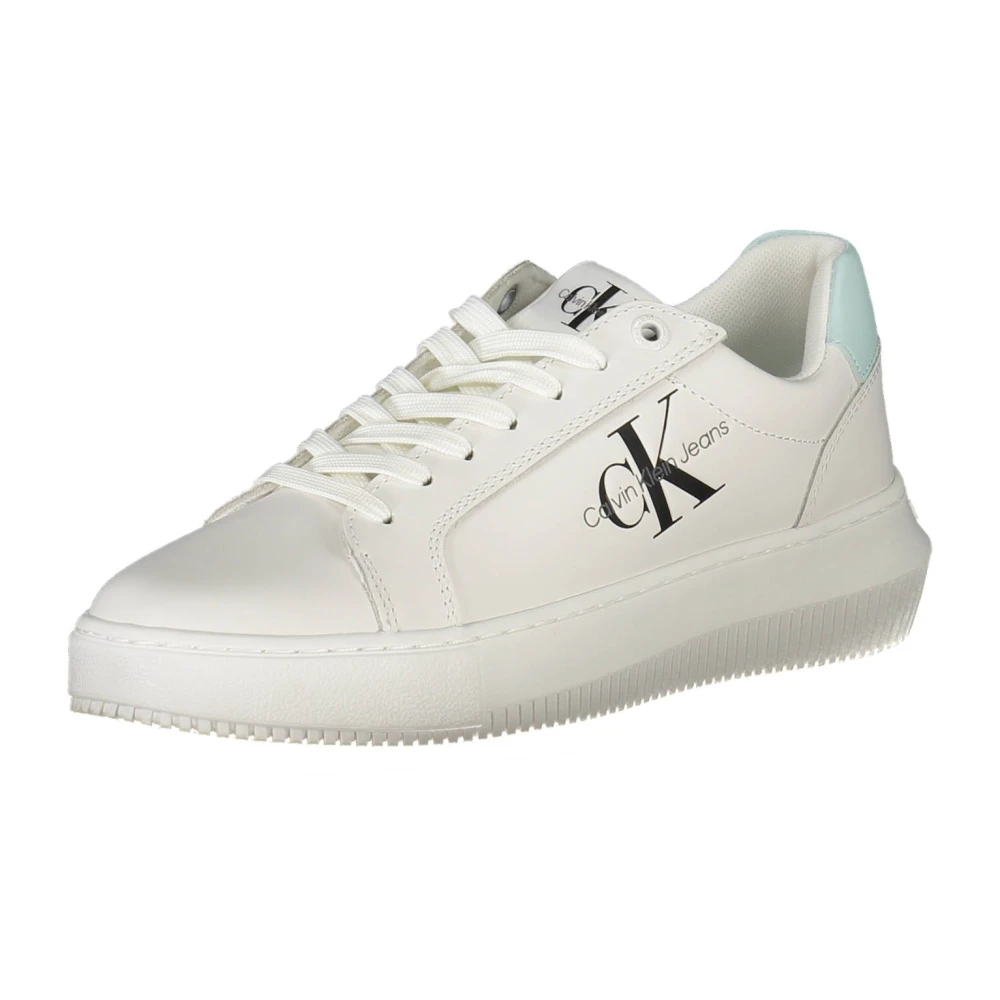 Calvin Klein Women's White Sporty Trainers With Contrast Details Size 6 Uk