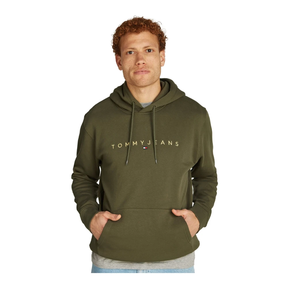 Tommy Jeans Geborduurde logo hoodie in groen Green Heren