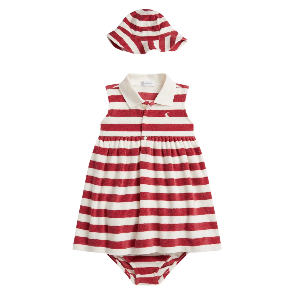 Ralph Lauren Women's Red Striped Dress And Hat Set