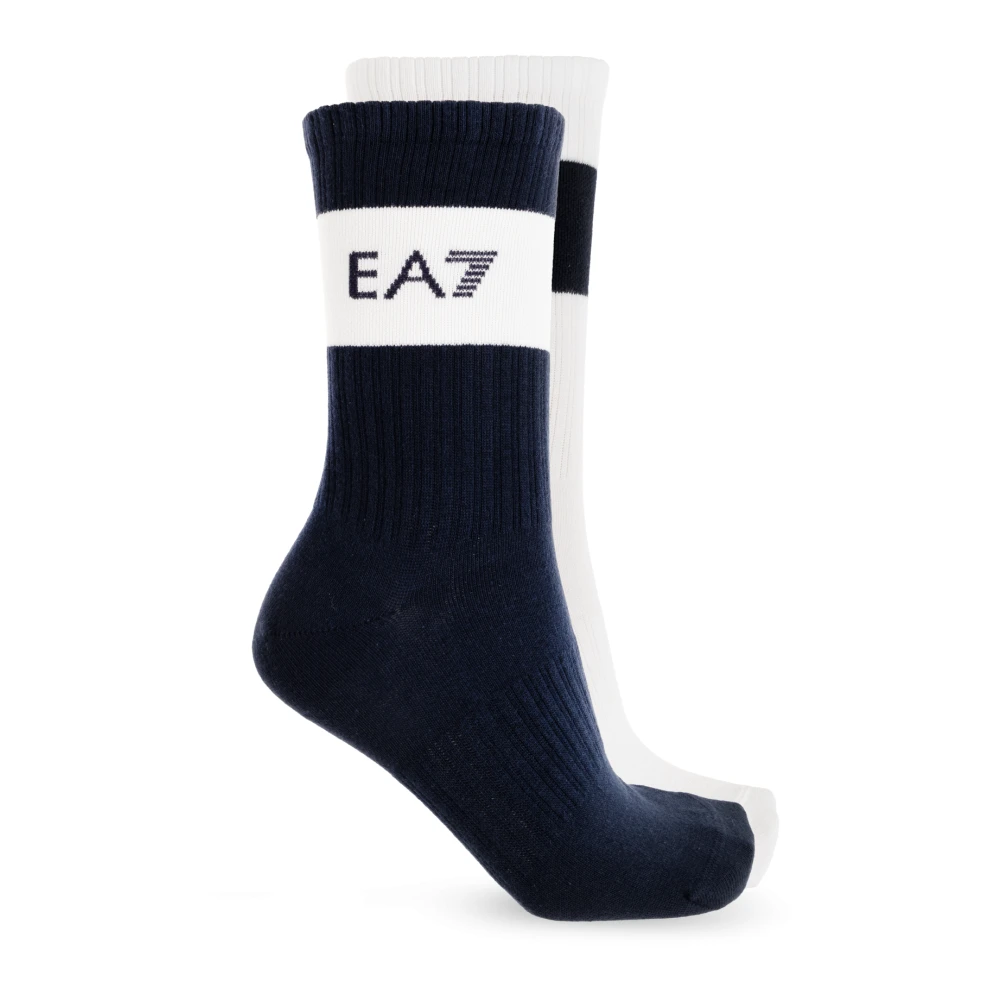 Emporio Armani Ea7 - Pack De Dos Calcetines Con Logo - Underwear - Mujer - Azul - S