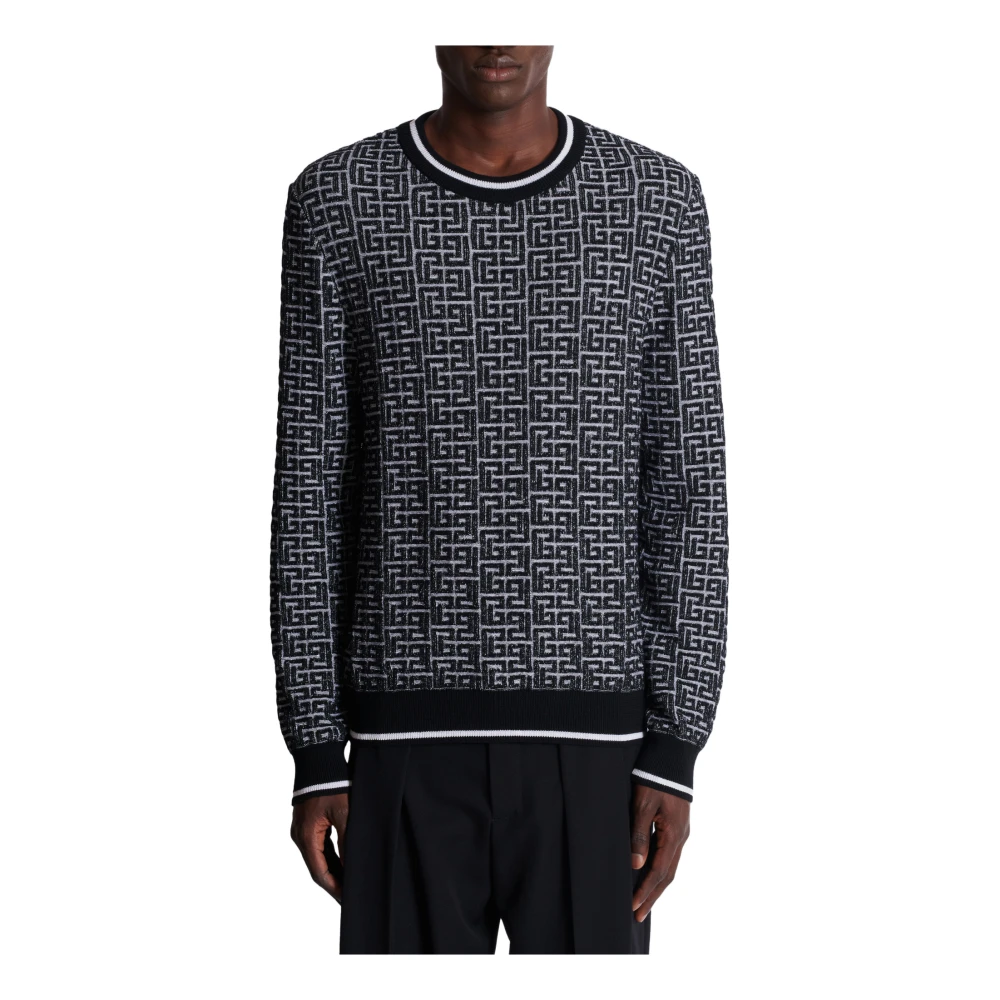 Balmain PB Labyrinth gebreide juper Black Heren