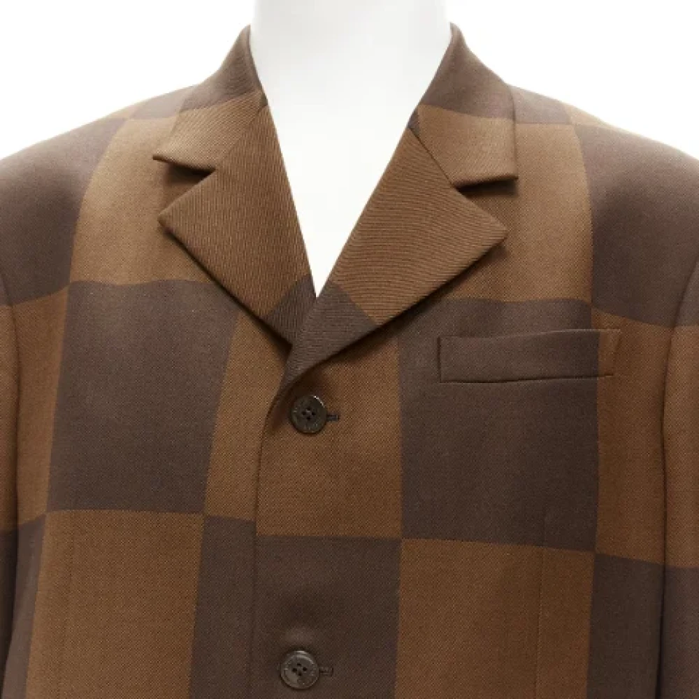 Louis Vuitton Vintage Pre-owned Wool outerwear Brown Dames