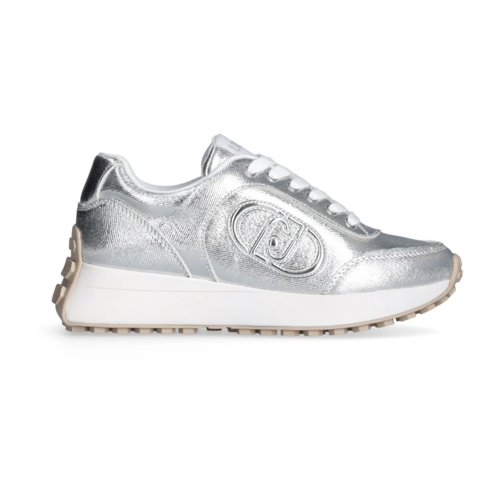 Liu Jo Metallic Platform Sneakers med Maxi Logo Gray, Dam