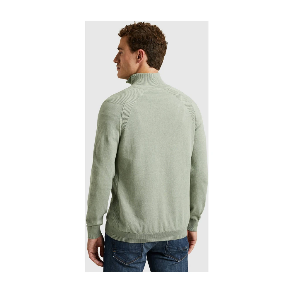 Cast Iron Half Zip Katoen Stretch Pullover Green Heren